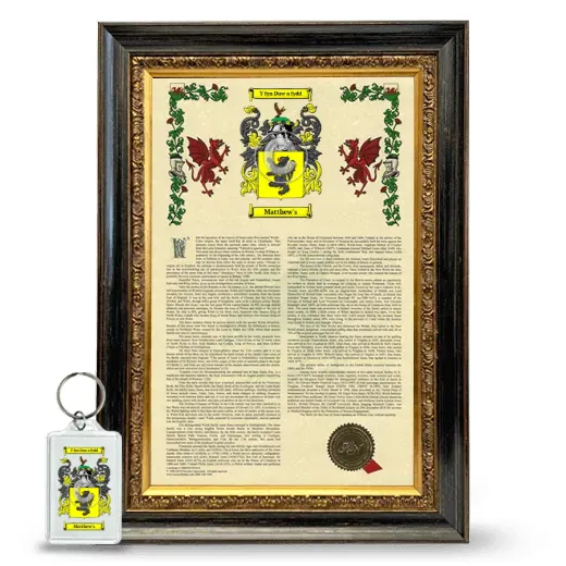Matthew's Framed Armorial History and Keychain - Heirloom