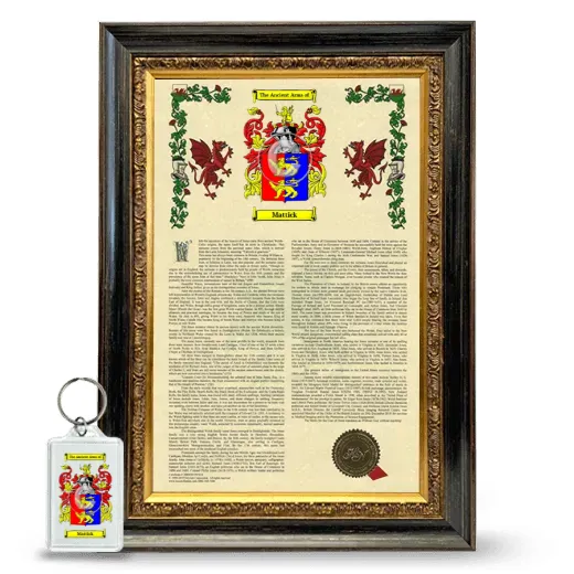 Mattick Framed Armorial History and Keychain - Heirloom