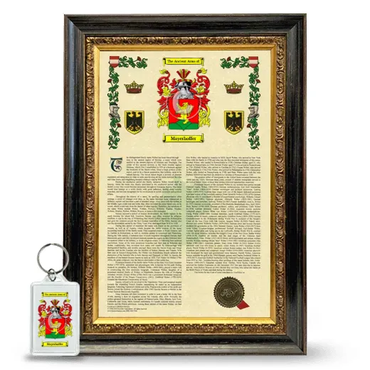 Mayerhoffer Framed Armorial History and Keychain - Heirloom