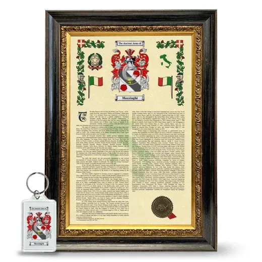 Mazzinghi Framed Armorial History and Keychain - Heirloom