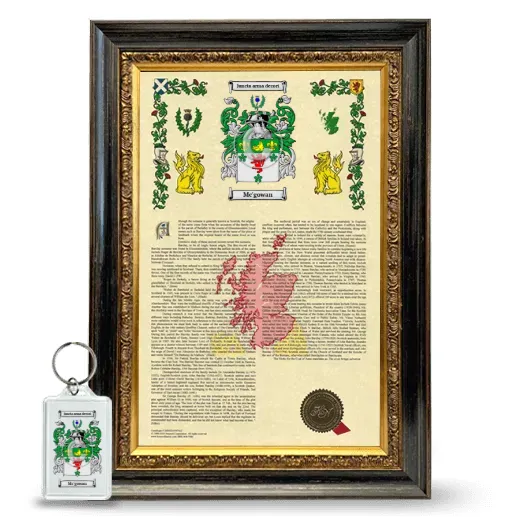 Mc'gowan Framed Armorial History and Keychain - Heirloom