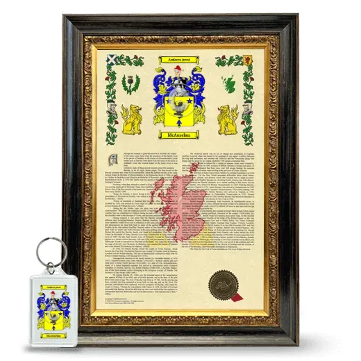 McAuselan Framed Armorial History and Keychain - Heirloom