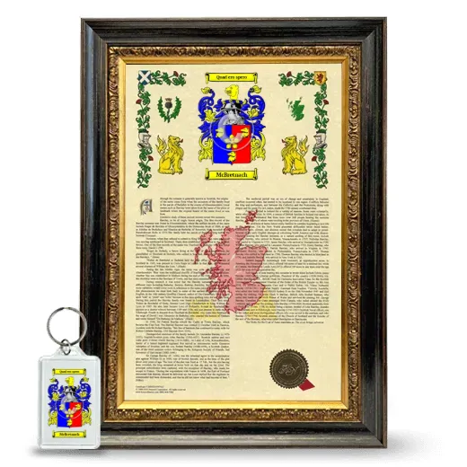 McBretnach Framed Armorial History and Keychain - Heirloom