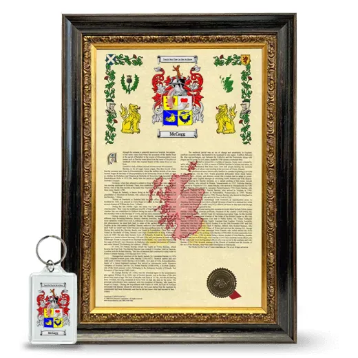 McCagg Framed Armorial History and Keychain - Heirloom