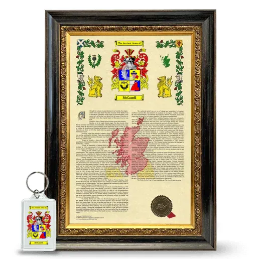 McCanell Framed Armorial History and Keychain - Heirloom