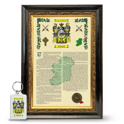 McCarrell Framed Armorial History and Keychain - Heirloom