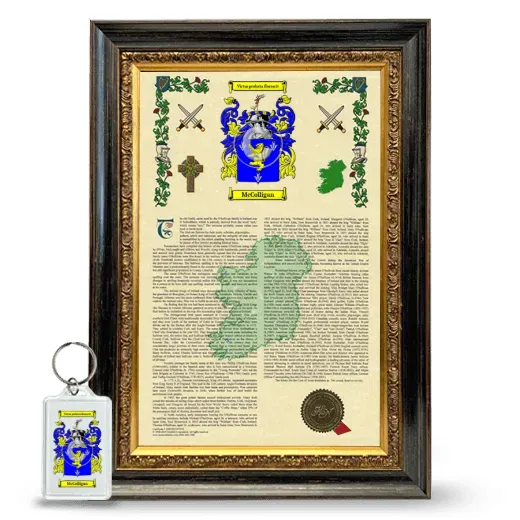 McColligan Framed Armorial History and Keychain - Heirloom