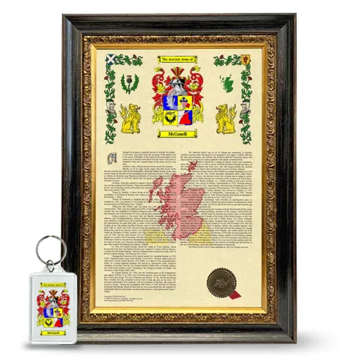 McConell Framed Armorial History and Keychain - Heirloom