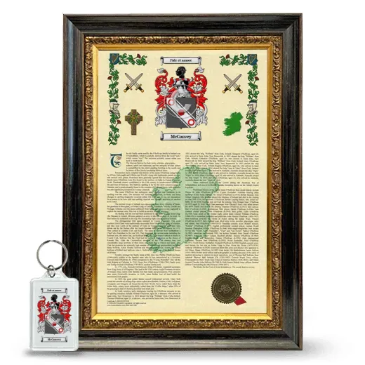 McConvey Framed Armorial History and Keychain - Heirloom