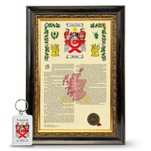 McCoon Framed Armorial History and Keychain - Heirloom