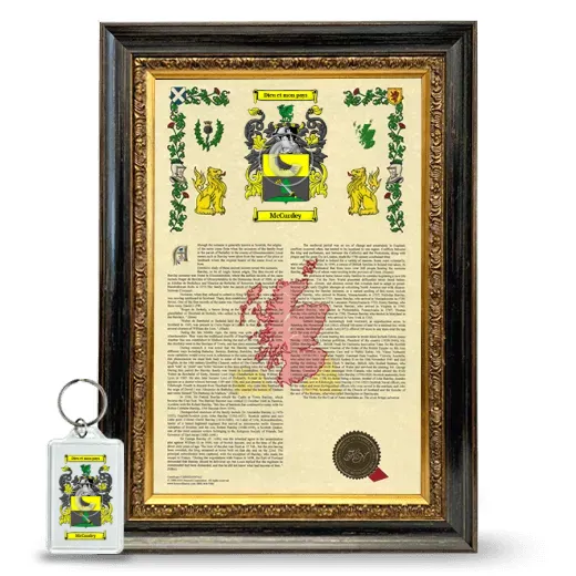 McCurdey Framed Armorial History and Keychain - Heirloom