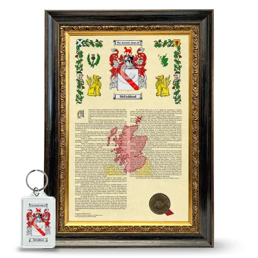 McFaddend Framed Armorial History and Keychain - Heirloom