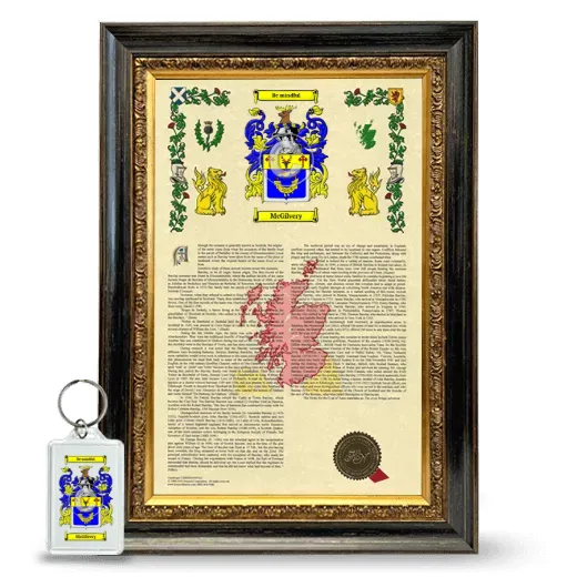 McGilvery Framed Armorial History and Keychain - Heirloom