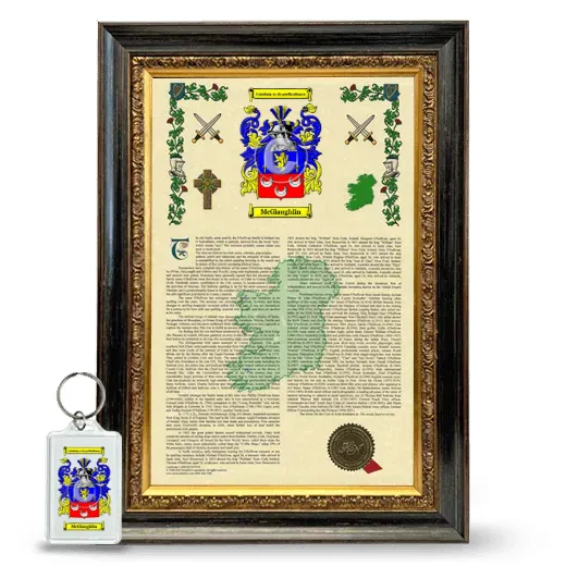 McGlaughlin Framed Armorial History and Keychain - Heirloom