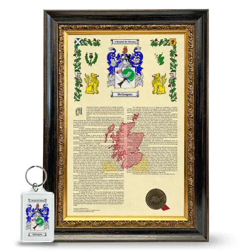 McGregory Framed Armorial History and Keychain - Heirloom