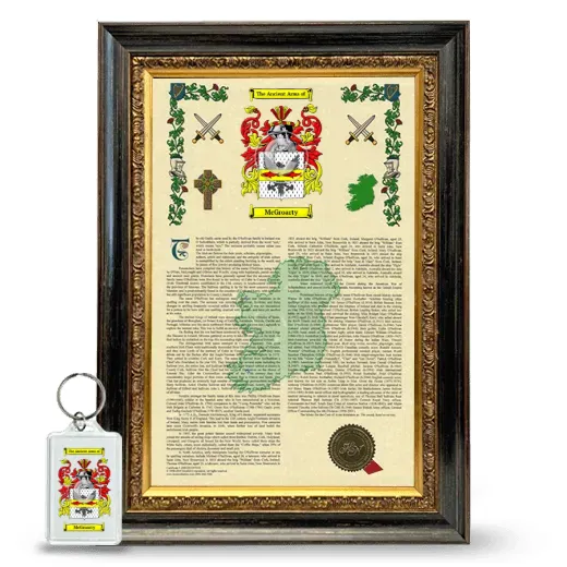 McGroarty Framed Armorial History and Keychain - Heirloom