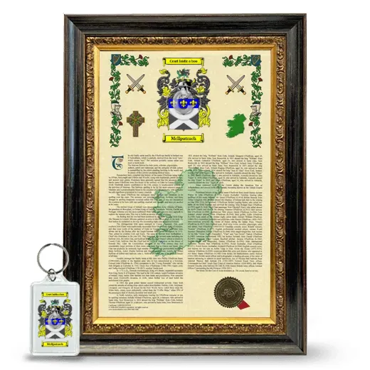 McIlpatrach Framed Armorial History and Keychain - Heirloom