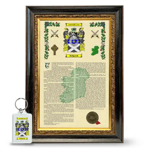 McIlpatrik Framed Armorial History and Keychain - Heirloom
