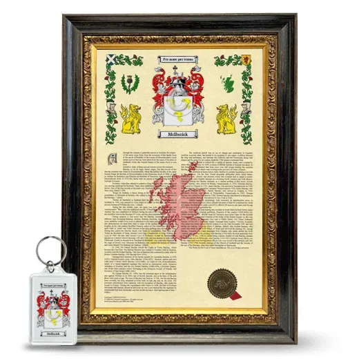 McIlwrick Framed Armorial History and Keychain - Heirloom