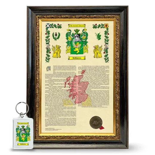 McKinven Framed Armorial History and Keychain - Heirloom