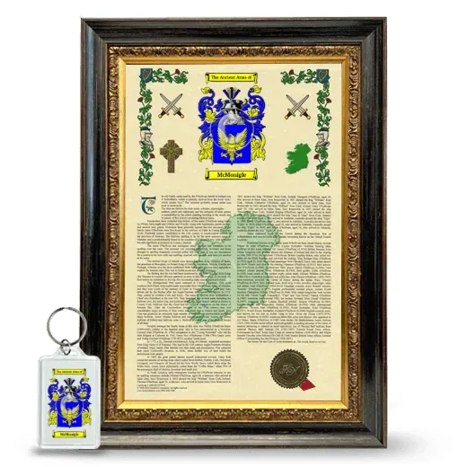 McMonigle Framed Armorial History and Keychain - Heirloom