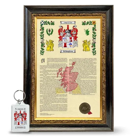McNaughton Framed Armorial History and Keychain - Heirloom