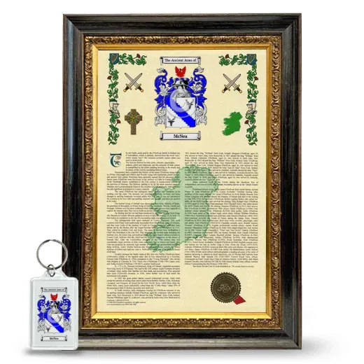 McNea Framed Armorial History and Keychain - Heirloom
