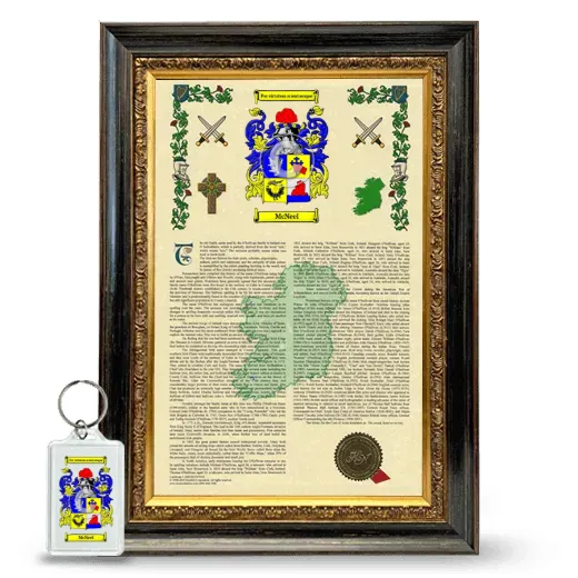 McNeel Framed Armorial History and Keychain - Heirloom