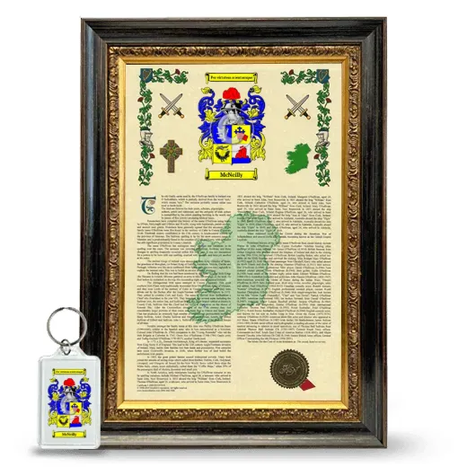 McNeilly Framed Armorial History and Keychain - Heirloom