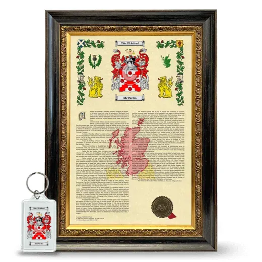McParlin Framed Armorial History and Keychain - Heirloom