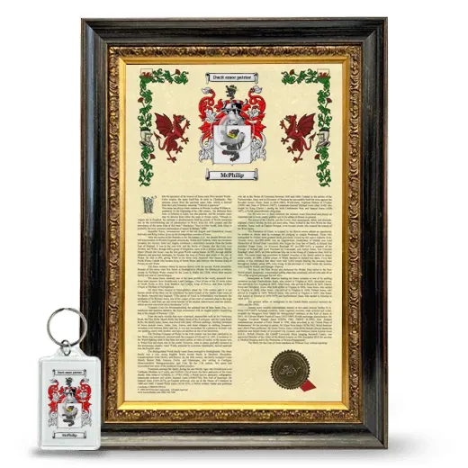 McPhilip Framed Armorial History and Keychain - Heirloom