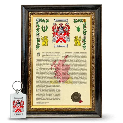 McQuatters Framed Armorial History and Keychain - Heirloom