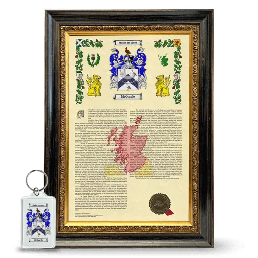 McQuayle Framed Armorial History and Keychain - Heirloom
