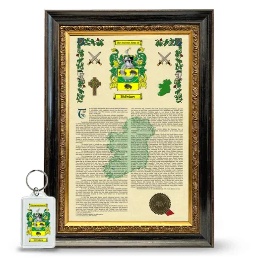 McSwiney Framed Armorial History and Keychain - Heirloom