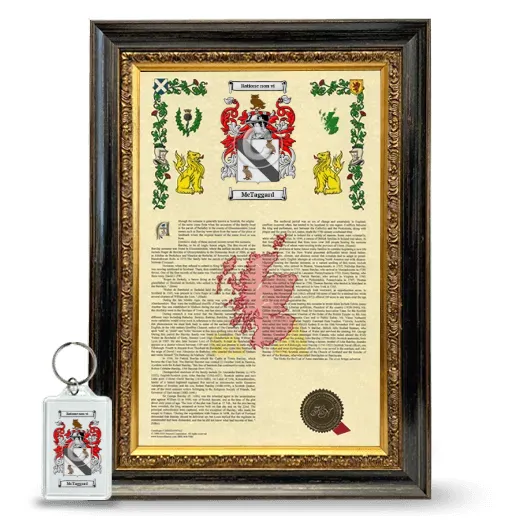 McTaggard Framed Armorial History and Keychain - Heirloom