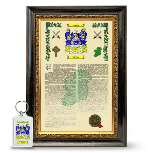 McVea Framed Armorial History and Keychain - Heirloom