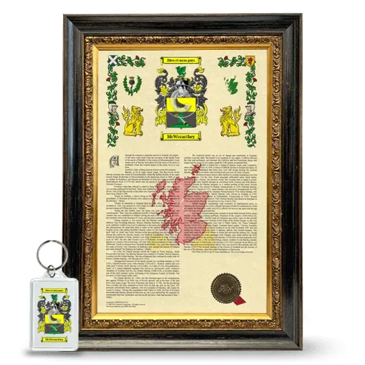 McWerarthey Framed Armorial History and Keychain - Heirloom