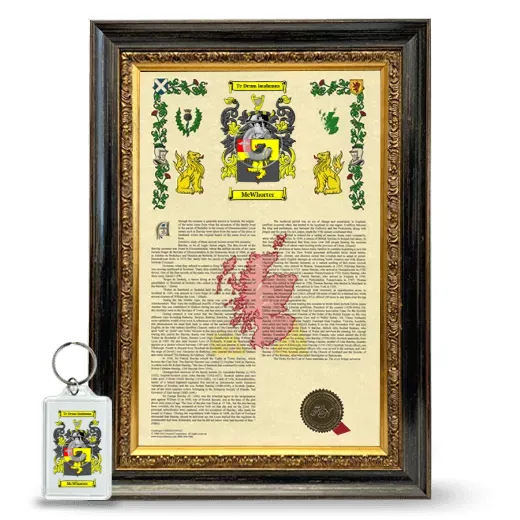 McWhorter Framed Armorial History and Keychain - Heirloom