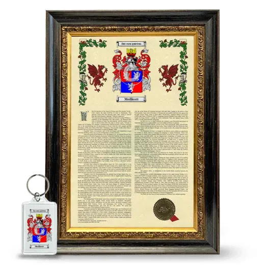 Medlicott Framed Armorial History and Keychain - Heirloom