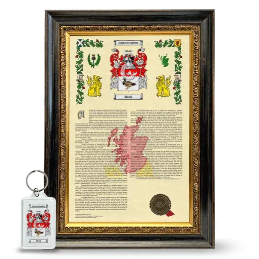 Meek Framed Armorial History and Keychain - Heirloom