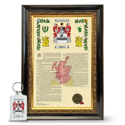 Meldram Framed Armorial History and Keychain - Heirloom