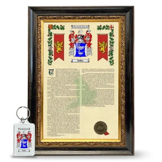 Mellas Framed Armorial History and Keychain - Heirloom