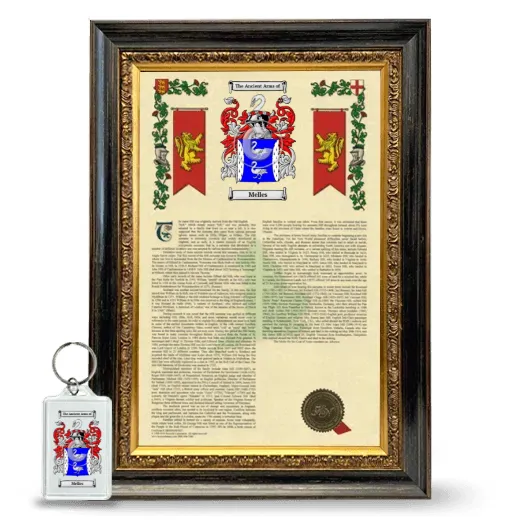 Melles Framed Armorial History and Keychain - Heirloom