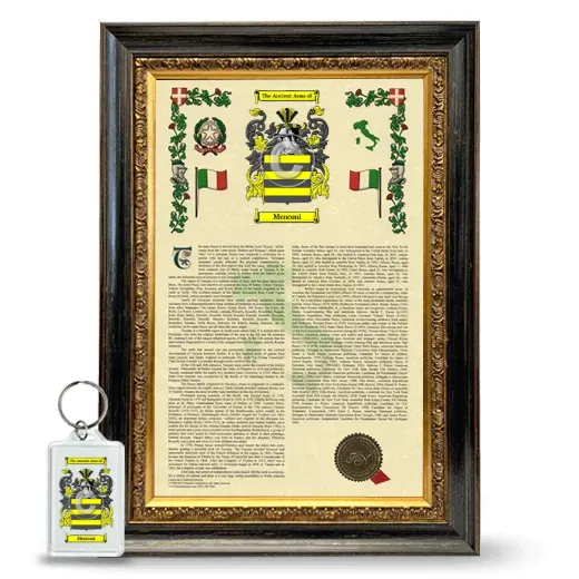 Menconi Framed Armorial History and Keychain - Heirloom