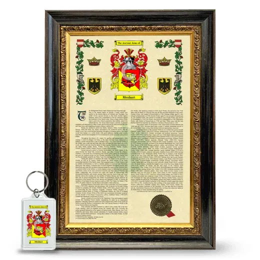 Menhart Framed Armorial History and Keychain - Heirloom