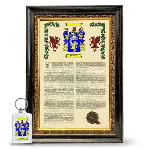 Meridith Framed Armorial History and Keychain - Heirloom