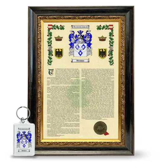 Merman Framed Armorial History and Keychain - Heirloom