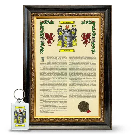 Merven Framed Armorial History and Keychain - Heirloom