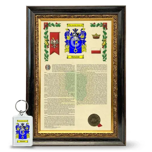 Michalski Framed Armorial History and Keychain - Heirloom