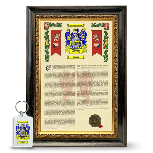 Michel Framed Armorial History and Keychain - Heirloom
